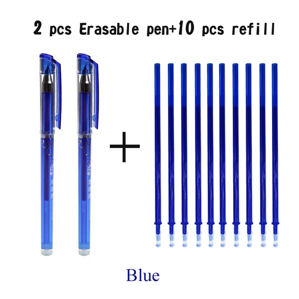 12 шт./лот стираемая ручка Penna Cancellabile Uitwisbare ручка Penne Cancellabili Stylo Effacable Refill Boligrafo Borrable ластик - Цвет: Blue 12 pcs