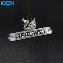 LOEN 1 шт. элегантный роскошный хрустальный горный хрусталь лебедь светящаяся парковочная панель с карточками номер телефона для лобового стекла автомобиля