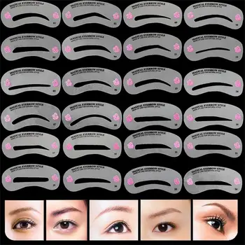 

24 Pcs/bag Reusable Eyebrow Stencil Set Eye Brow DIY Drawing Guide Styling Shaping Grooming Template Card Makeup Beauty Tools