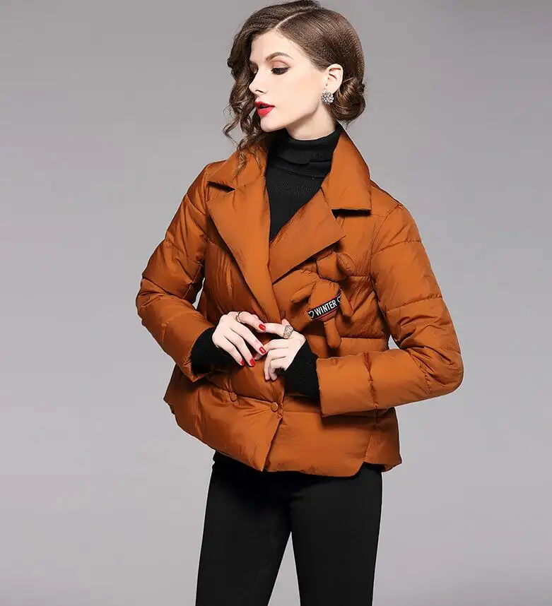 Новая темпераментная модная свободная облегающая хлопковая куртка Женский пуховик теплая куртка Женское пальто - Цвет: caramel colour