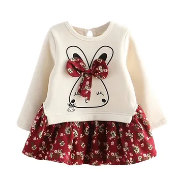 

Three-dimensional bow Dress rabbit two-piece Design Girl elegant Dress False Dress Princess Children's Dress Clothing 1O30