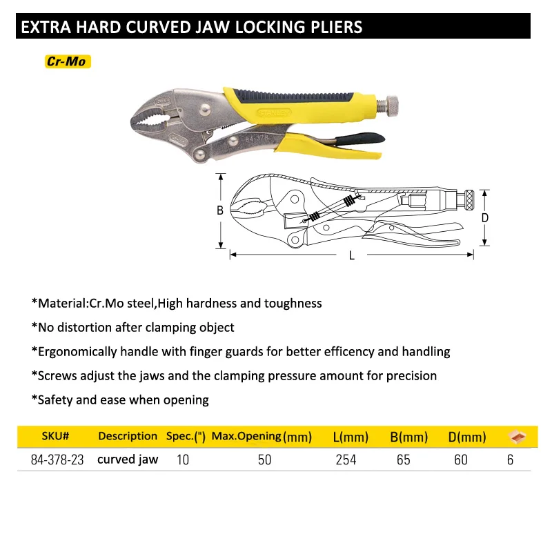 Стэнли Pro дополнительный жесткий 10-дюймовый arc изогнутые Челюсти 10 дюймов прямо челюсть " длинный нос челюсти плоскогубцы зажима плоскогубцы Cr. mo стали