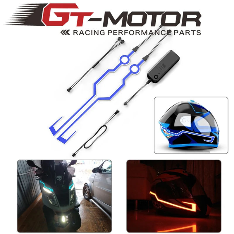 Мотоциклетный шлем светодиодный холодный легкий шлем световая полоса ночной сигнал светящаяся Модифицированная полоса наклейка на шлем