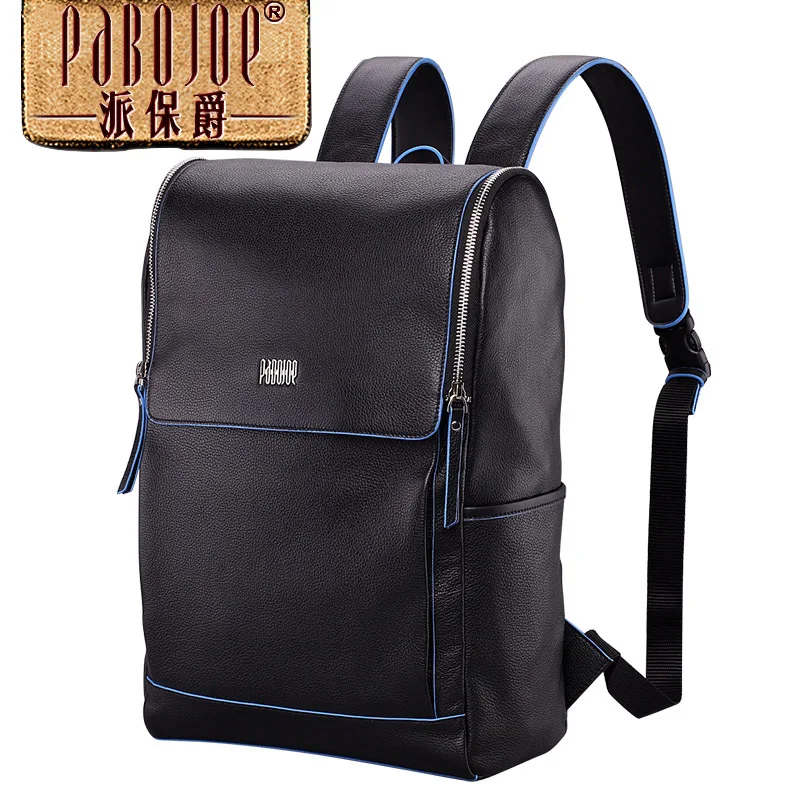 

100% cowhide backpack pabojoe brand 2017 new men fashion Super soft shoulders package Genuine Leather mochila free shipping