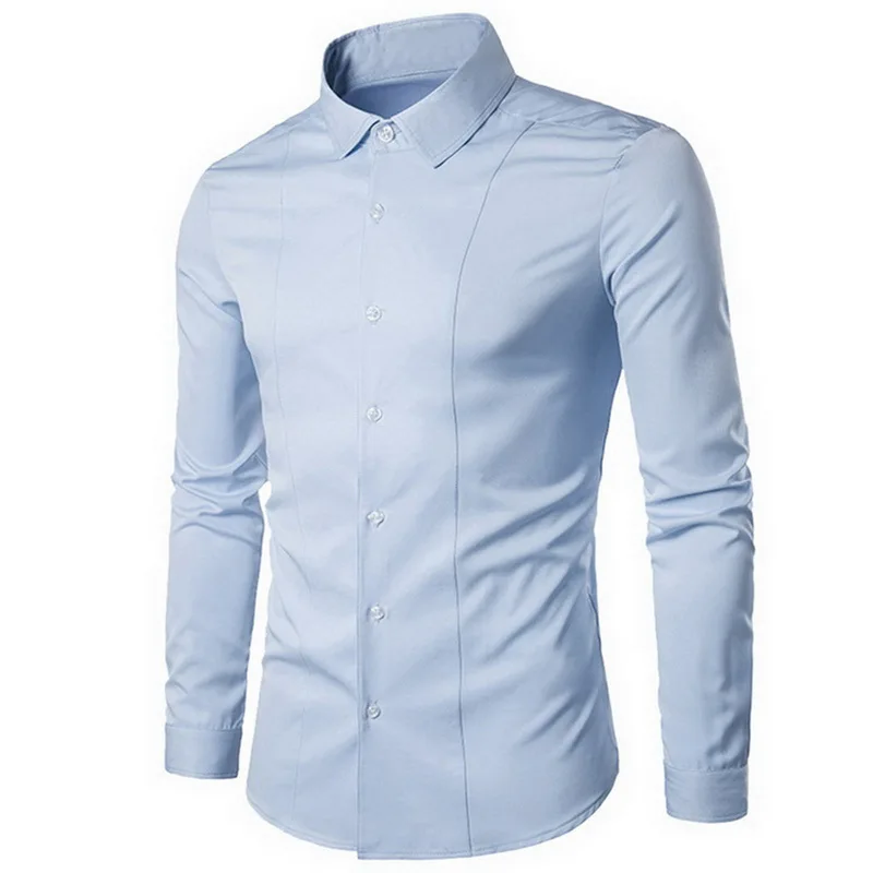 

SHUJIN Men's Formal shirts French Cuff Fit Dress Shirts 2019 New Fashionable Men's solid Long sleeve shirt SHUJIN