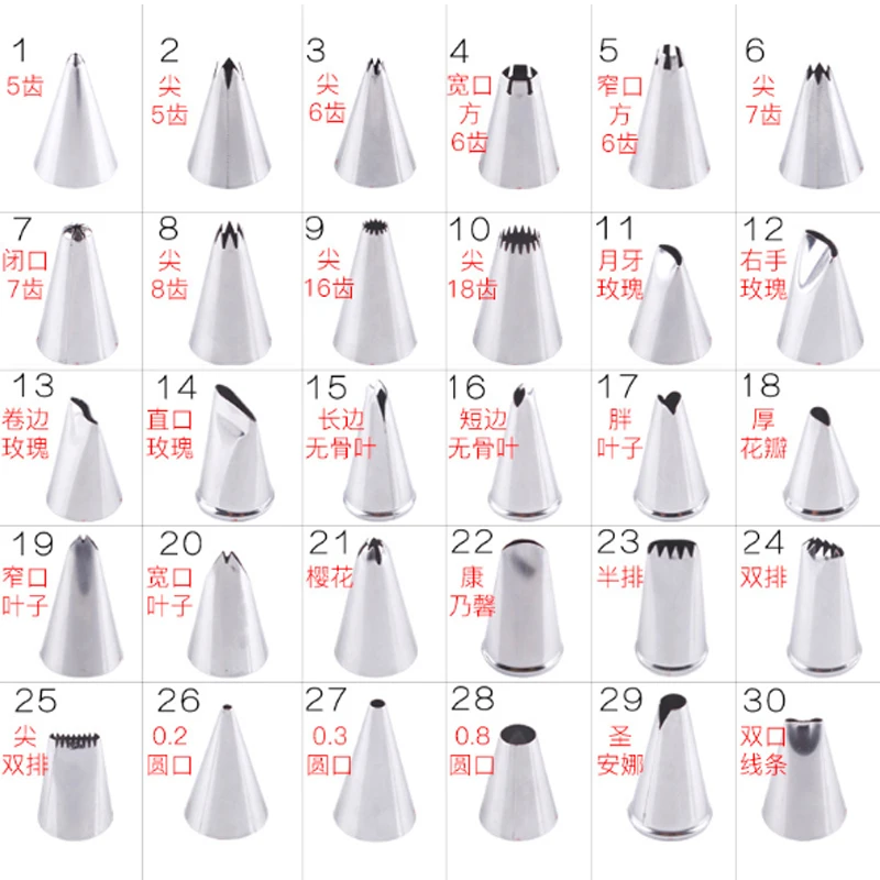

1pcs 304#Stainless Steel Pastry Nozzles/Converter Confectionery Nozzle Cream Baking Tools Decorating Tip 83 kinds to choose