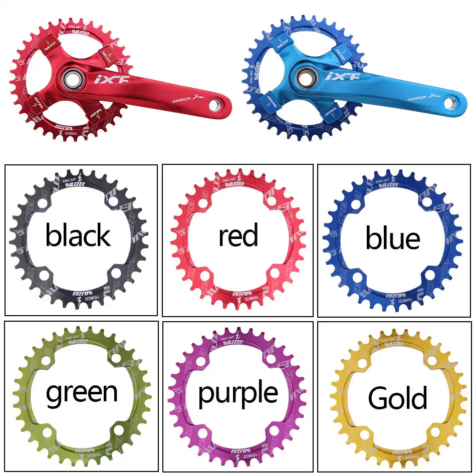 UK 32//34//36//38t 104bcd Narrow Wide Chainring Round Oval Single MTB Bike Chainset
