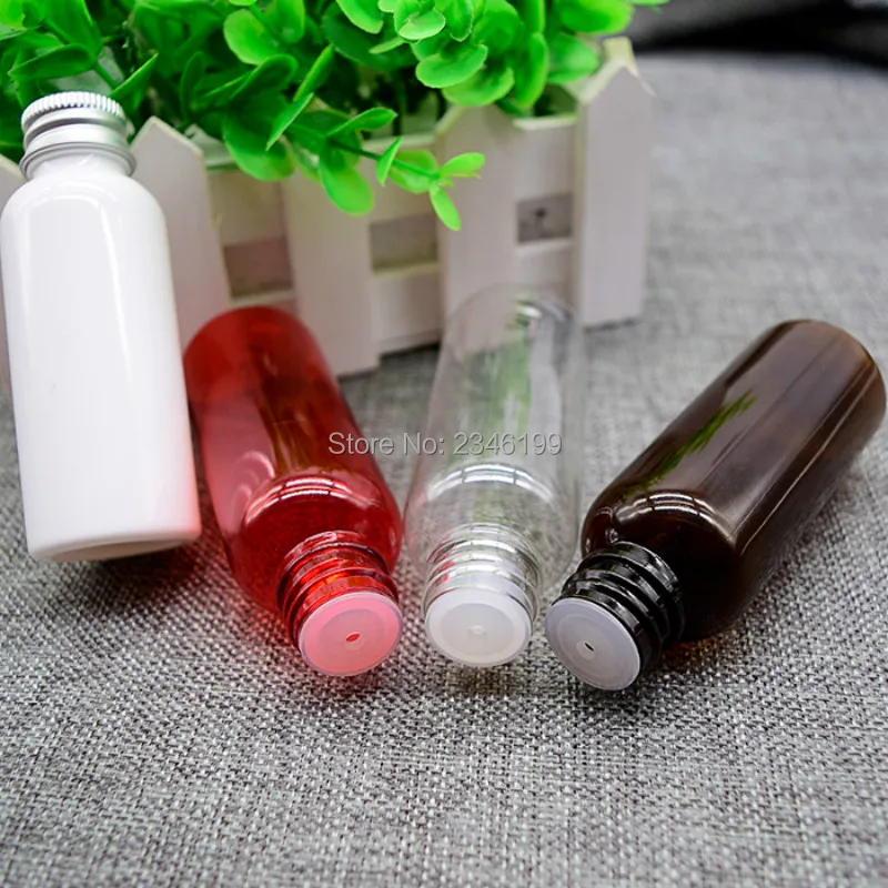 Empty Plastic Bottle 50ml Rotating Cover Transparent Capping Bottle Black Cover Blue Bottle 50ml Plastic Cosmetic Container (3)
