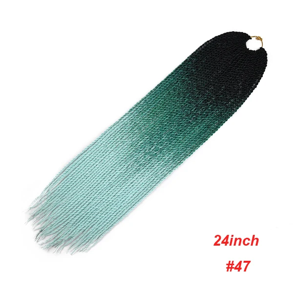 Утонченные 24 дюйма синтетические вязанные крючком косички для наращивания волос 30 корней Сенегальский твист косичка цветные волосы для женщин синий фиолетовый зеленый - Цвет: #27