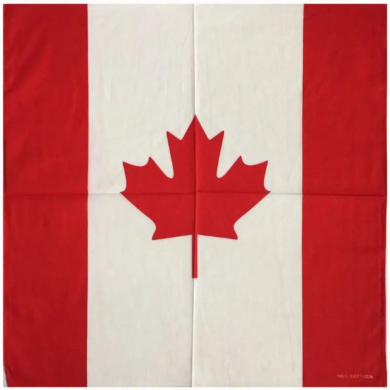 

55x55cm Canadian Flag Maple Leaf Print Unisex Square Bandanas Cotton Neck Scarf Biker Motorcycle Handkerchief Patriotic Headwrap