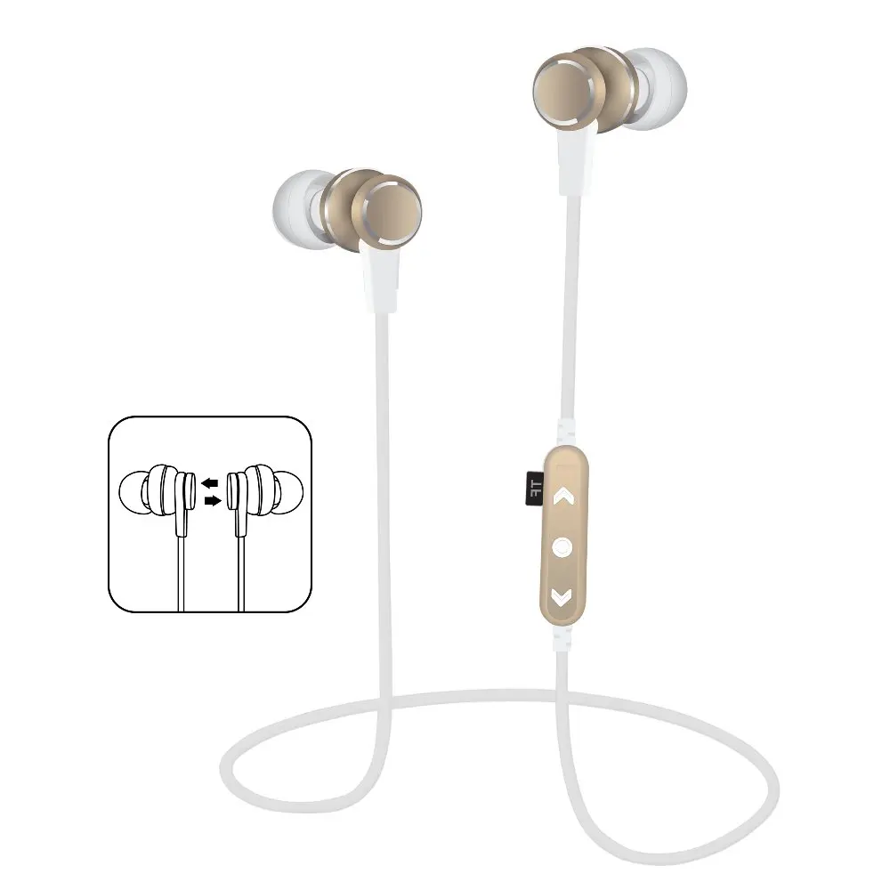 Earphone T12 Bluetooth Headphones Sport Magnetic Wireless Ear hook Headset Music Magnet TF Card Slot Earbuds With Microphone