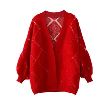 Модный женский Кардиган большого размера свитер сшитый вязаный однотонный свободный свитер Кардиган Повседневная Женская Весенняя M065
