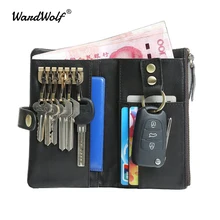 WardWolf, натуральная кожа, мужской автомобильный кошелек для ключей, многофункциональный кошелек для монет, держатель для карт, на молнии, кейс для ключей, ключница, органайзер для ключей