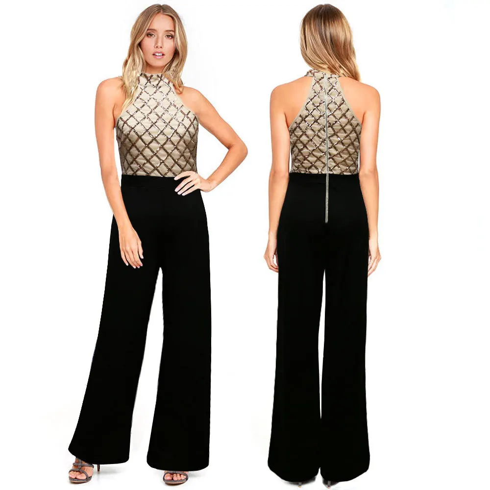 Buy Bodycon Jumpsuit Acetate Patchwork Boot Cut