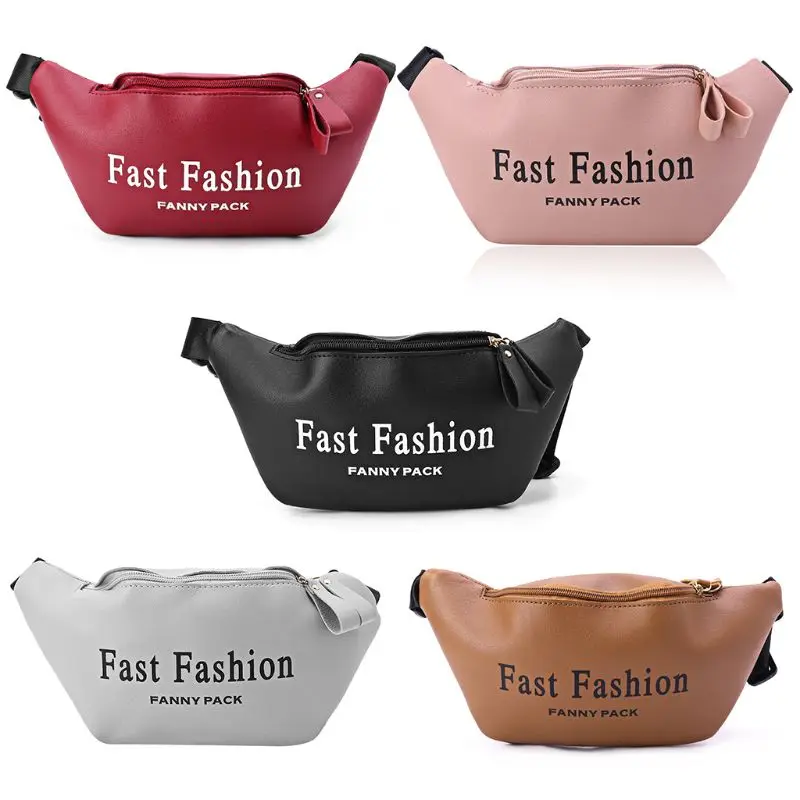 

PU Letters Waist Hip Pack Phone Pouch Fanny Women Travel Chest Belt Shoulder Bag Fashion Handbag
