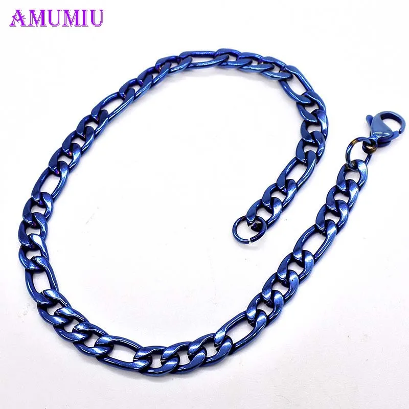 AMUMIU Jewelry Men Bracelet Cuban links & chains Stainless Steel Bracelet for Bangle Male Accessory Wholesale B004 Fashion Jewelry