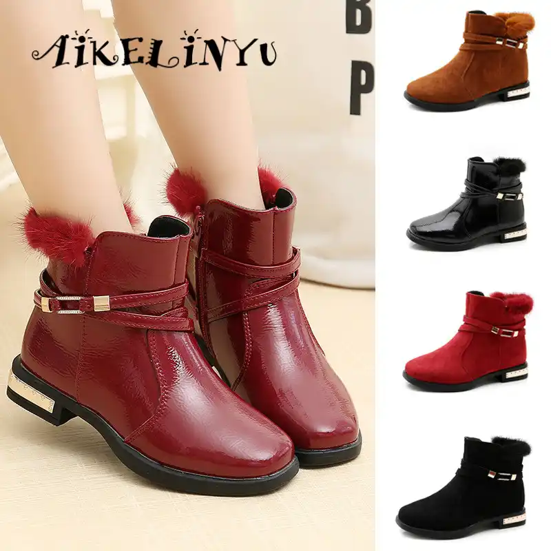 Winter Teenage Girls Fashion Boots 2019 New Children Red