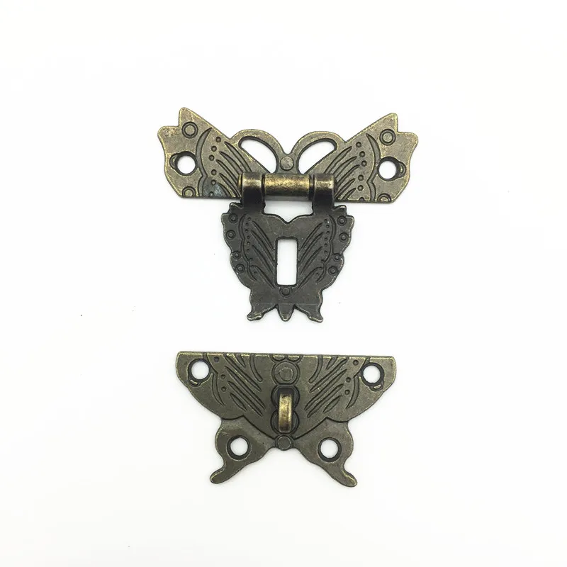50*43mm Butterfly Design Antique Bronze Hasp Latch Jewelry Wooden Box Lock