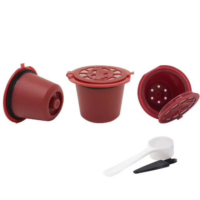 Special Offers I CAFILAS Reusable Coffe Filter Nespresso Coffee Capsule Refillable with Plastic Spoon Filter Pod with Brush 20ML Filters 3pcs