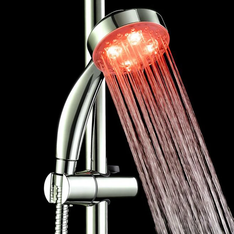 1 шт. воды мощность Красочный светодиодный душ ручной датчик температуры света душевая головка без батареи Аксессуары для ванной комнаты
