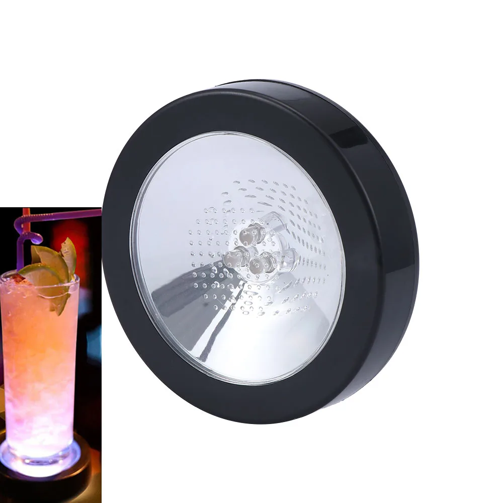 

Round LED Light Induction Coasters Glass Bottle Pad Light Up Drink Cup Mat Tableware For Glow Bar Club Party 1Pcs
