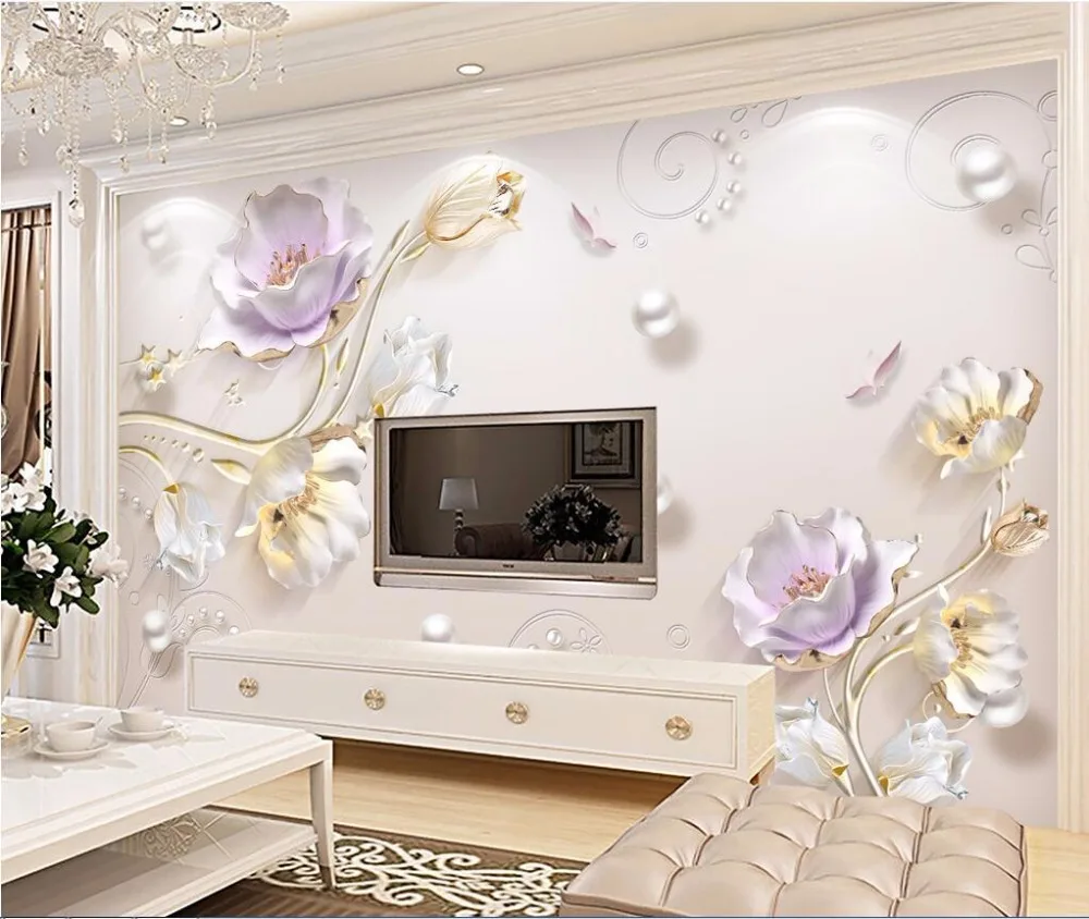 Beibehang personalizado foto papel de parede grande fresco 3d flores luxo 3d jóias tv fundo da parede 3d 17