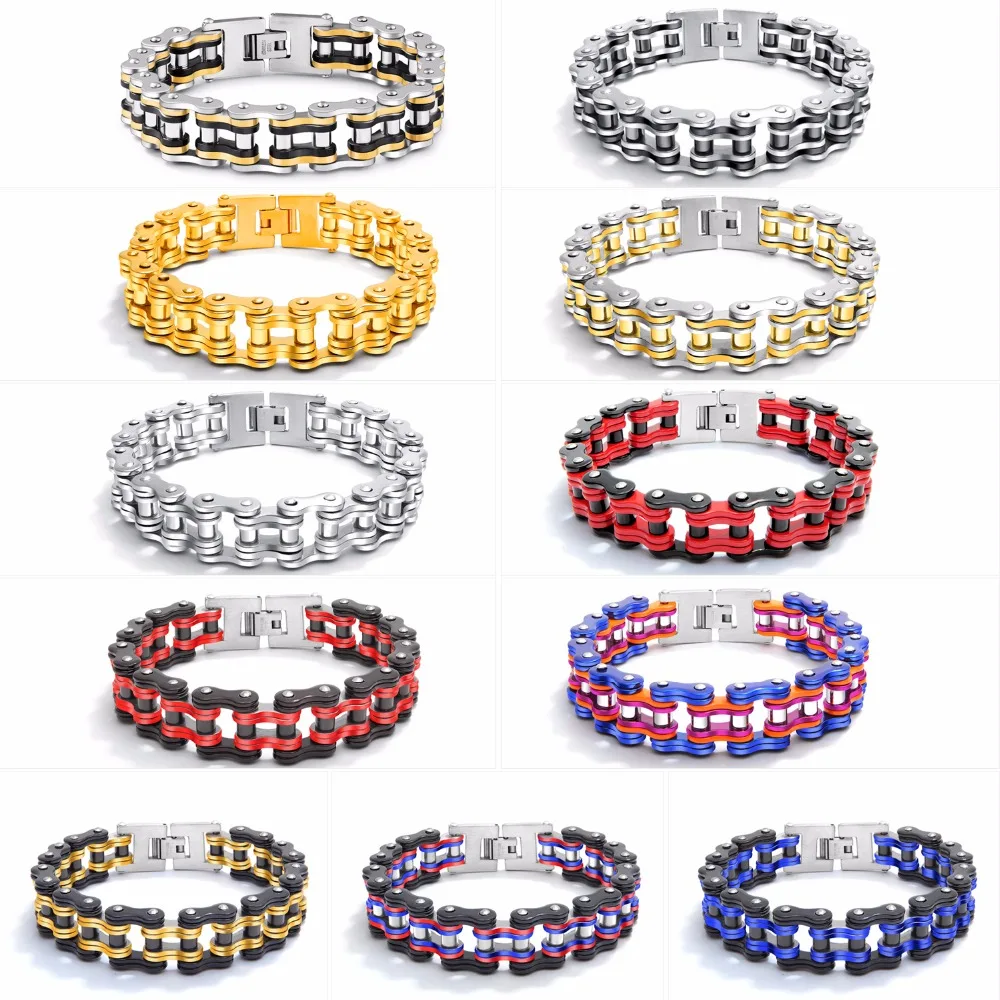 

TENGYI Men Jewelry Motorcycle Chain Bracelet Punk Stainless Steel Link Chain Biker Bicycle Men Bracelets Bangles Jewelry TY856