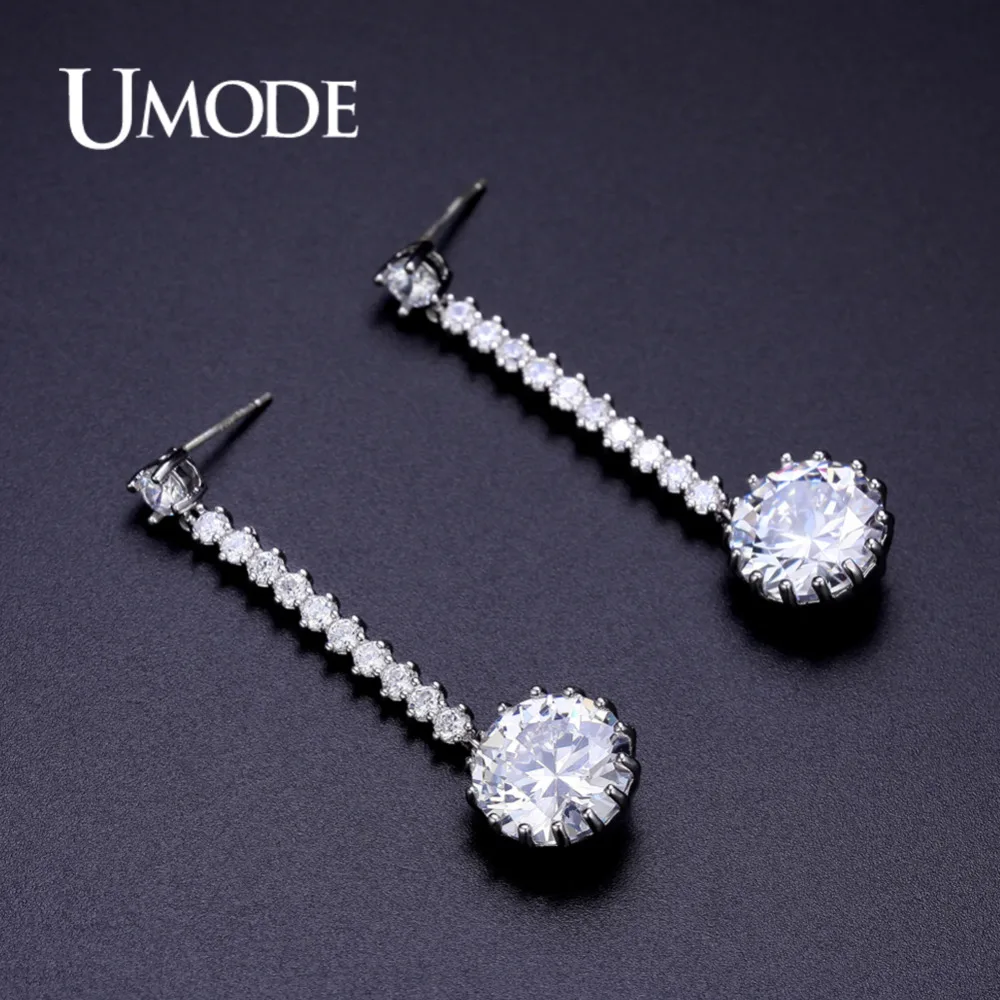 UMODE модные круглые длинные висячие серьги с фианитом для женщин милый подарок Brinco