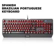 RGB Colorful Backlight USB Wired Spanish Brazilian Portuguese Mechanical Keyboard Gaming Keyboard for Desktop Laptop Pro Gamer