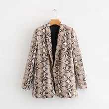Spring Autumn Small Suit with Tailored Collar Long Sleeve Medium and Long Serpentine Suit Single Button Print Women's Blazers Spring Autumn Small Suit with Tailored Collar Long Sleeve Medium and Long Serpentine Suit Single Button Print Women's Blazers