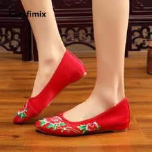 Cresfimix женская обувь высокого качества из парусины туфли на плоской подошве с цветочным принтом; женские туфли-лодочки с острым носком на резиновой подошве; красные туфли милые туфли без застежки; a2236
