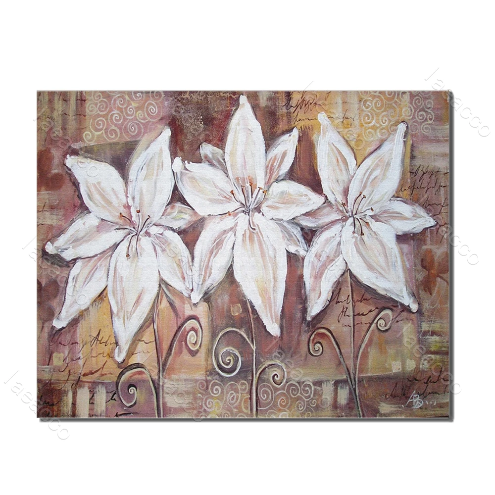 

Laeacco Wooden Board White Flower Nordic Style Painting in Canvas Print Poster Wall Art Living Room Bedroom Home Decor No Frame