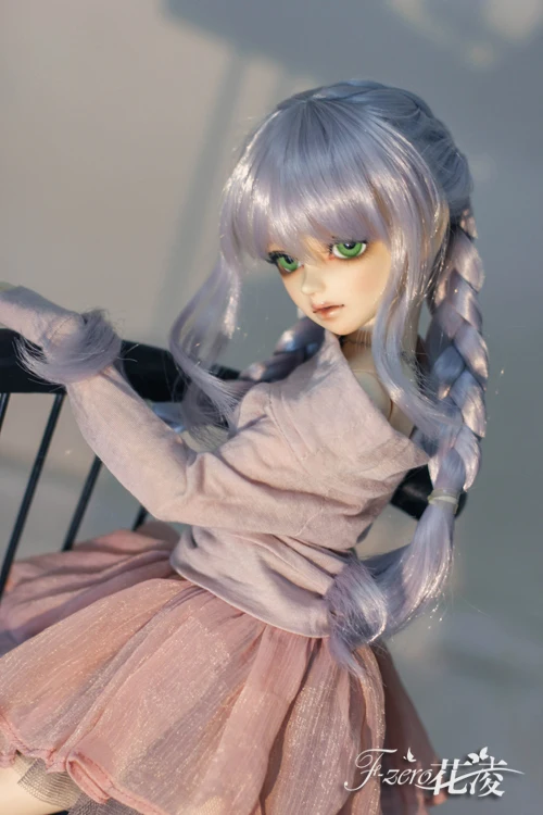 1/3 1/4BJD/DD кукольный парик двойной хвост оплетка MDD/MSD/Гигантский ребенок - Цвет: Серебристый