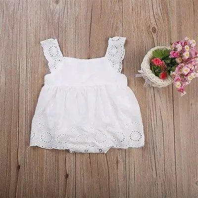 

US STOCK Lovely Lace Baby Girls Dresses Newborn Infant Baby Girls Bodysuit Jumpsuit Cotton Dress Kids Summer Clothes Outfits