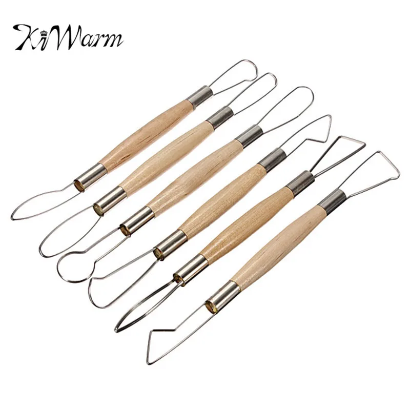 6Pcs/set 8 inch Twin End Ribbon Pottery Clay Carving Cutter Modelling Carving Sculpting Pottery Crafts Tool Set Art Sets