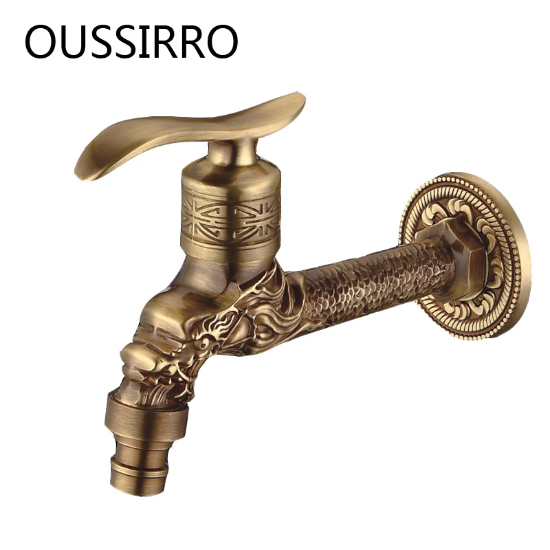 

Antique Bronze Dragon Carved Tap Animal Shape Faucet Washing Machine Taps Bathroom Mop Pool Taps Faucet For Kitchen G1/2