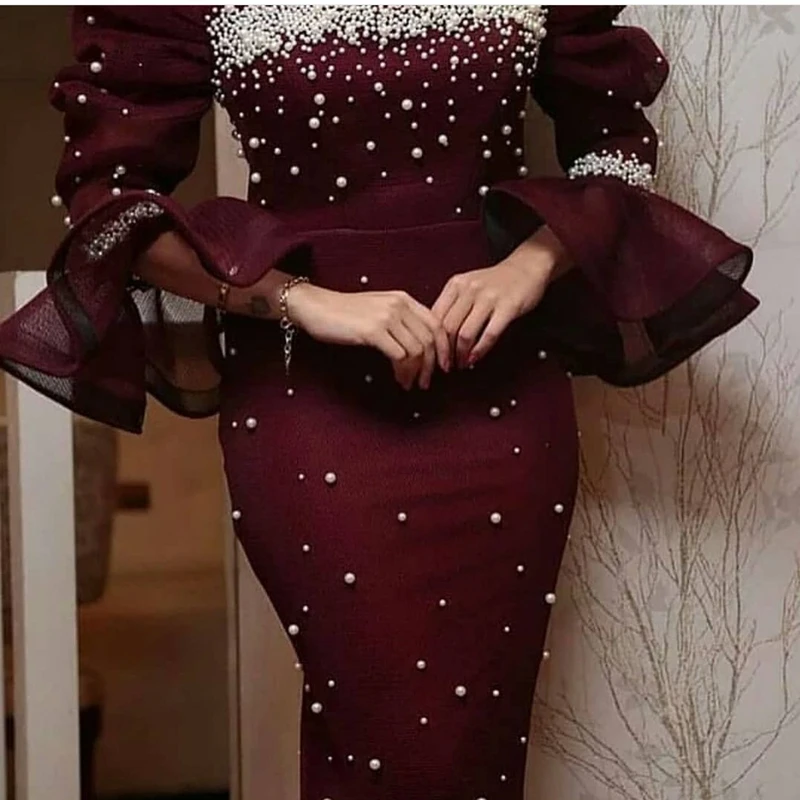 Новое поступление, фиолетовое мусульманское вечернее платье,, полностью расшитое вручную бисером и жемчугом, торжественное платье, платья, платье русалки, abiti da sera, реальное изображение