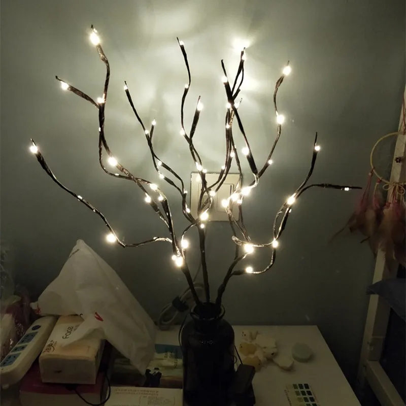 Искусственные растения, светодиодный светильник на ветке ивы, 20 лампочек, пластиковые растения, свадебный Декор для дома, искусственные растения
