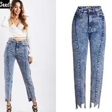 Cultiseed женский Высокая Талия джинсовые брюки прямого покроя брюки Дамская Мода Офисные джинсовые штаны Зимние Синие вечерний комбинезон
