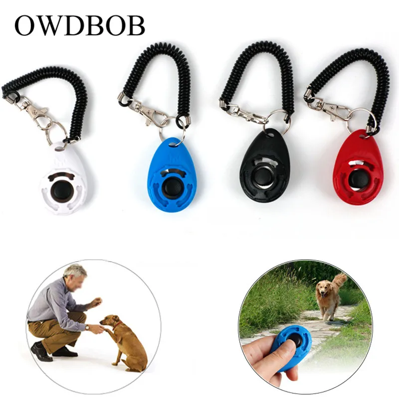 OWDBOB дрессировщик животных Pet обучение щенков Clickers регулируемый звуковой брелок для ключей и наручный ремешок собачка поезд щелчок аксессуары для домашних животных