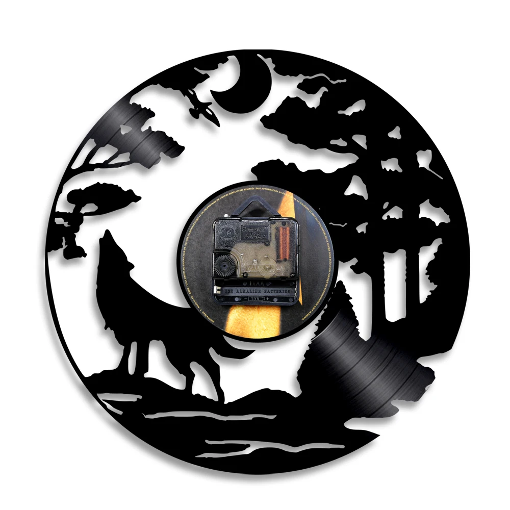 Billig 1 stück Wolf LED Silhouette Hintergrundbeleuchtung Tiere Vinyl Uhr Farbe Ändern Atmosphäre Kühlen Wohnzimmer Interior Decor Wand Kunst