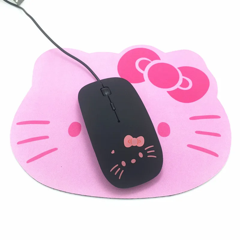 Розовая проводная USB мышь hello kitty с кабелем симпатичная мышь из мультфильма 1200 dpi оптическая KT кошки-мышки для компьютера ПК ноутбука