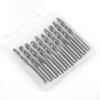 

10 PCS 1/8 Carbide Flat Nose End Mill CNC Router Bits Single Flute Spiral 17 MM
