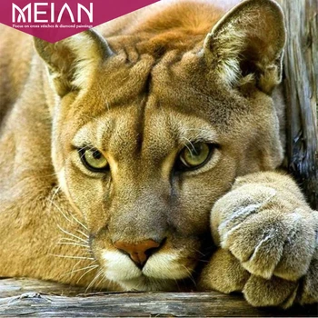 

Meian DIY 5D Diamond Mosaic Lion tiger Handmade Diamond Painting Cross Stitch Kits Diamond Embroidery Patterns Rhinestones Arts