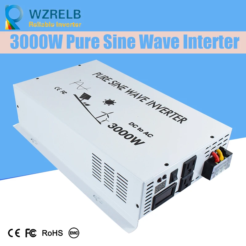 

Peak Full Power 3000w Pure Sine Wave Solar Power Inverter Dc 12v 24v 48v Converter Solar power inverter with Dual Display