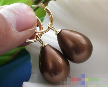 

free shipping 12308 DRIP COFFEE SOUTH SEA SHELL PEARL DANGLE EARRING