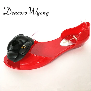 

Free shipping female fashion Camellia Flats Sandals, women's classic Beach sandals, female sandal jelly shoes, 35-39