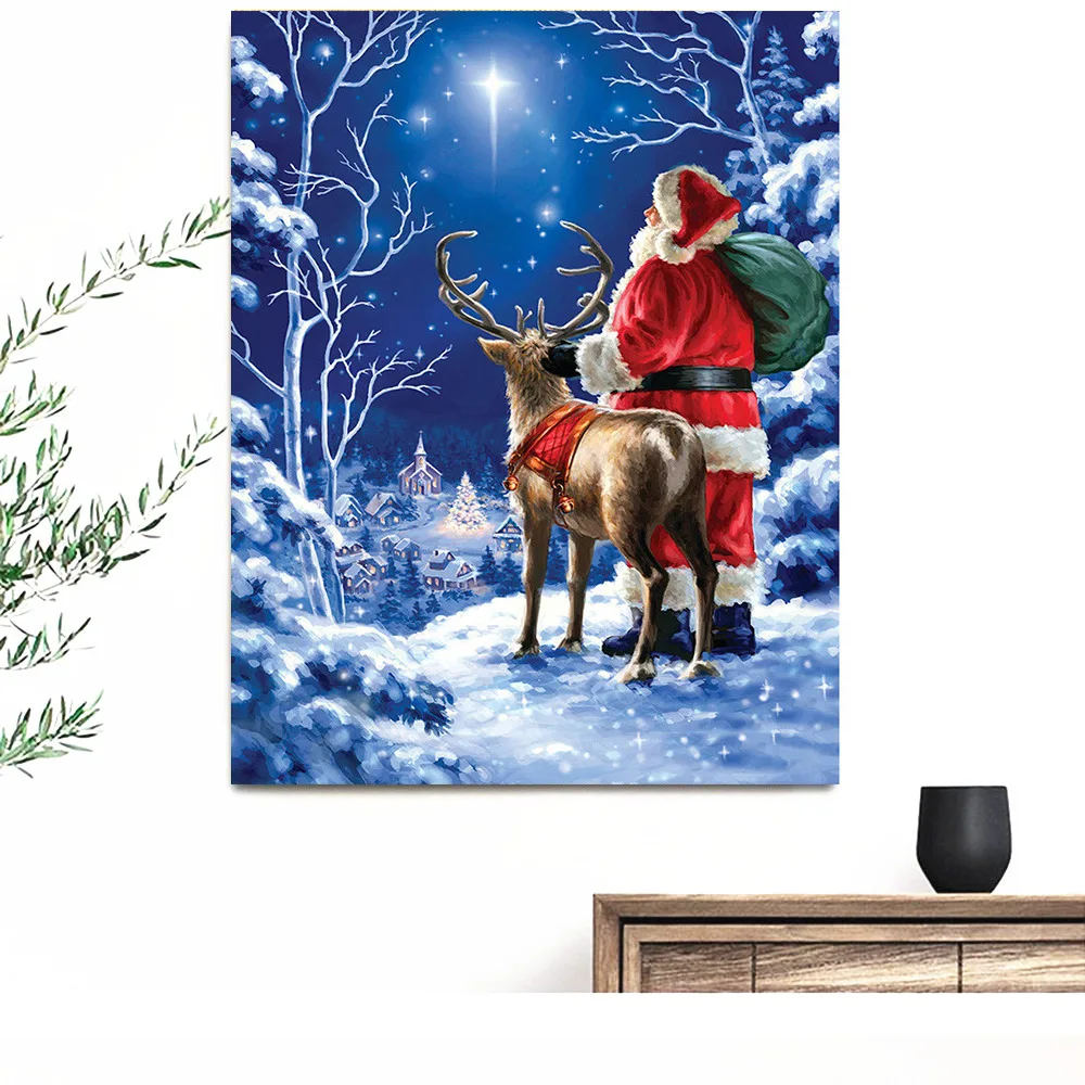 Алмазная картина HUACAN Санта Клаус, полная квадратная вышивка, вышивка крестиком, Алмазная мозаика, стразы, рождественские украшения для дома