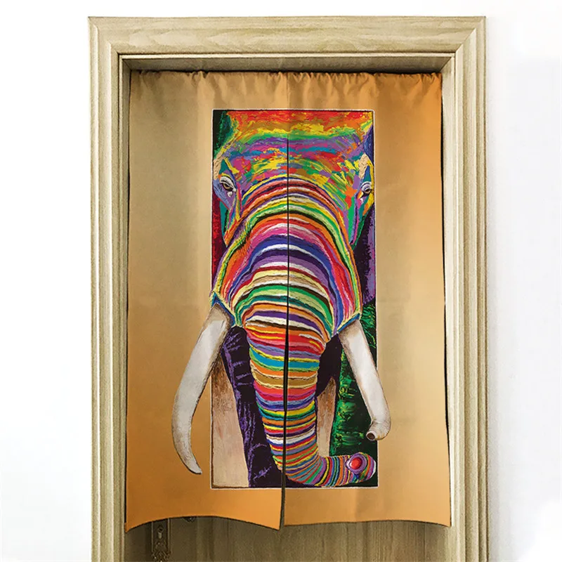 

Oil painting animal Printed Door Curtains For Living Room Bedroom Door Decoration Linen Fabric Curtains