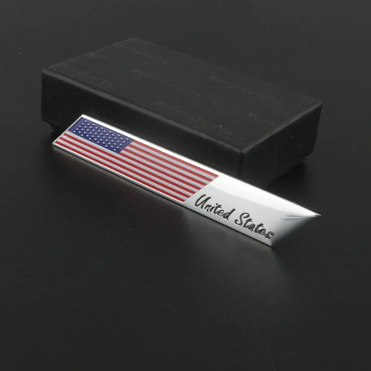 10 шт. американский флаг США тонкая алюминиевая этикетка эмблема из хрома Стайлинг автомобиля Наклейка длинная квадратная панель для ford Buick Land Rover - Цвет: USA flag 6